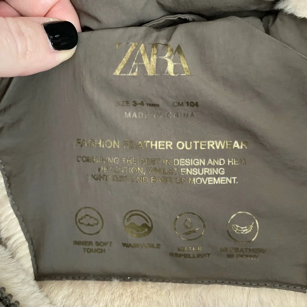 ZARA kids winter down jacket unisex repellent brown 3-4 years (40.9 inches) - Picture 6 of 6